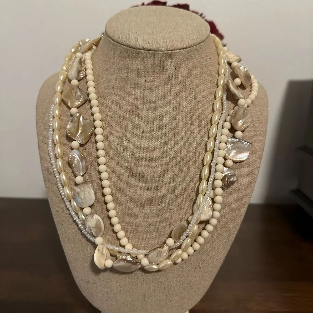 Avon Calling! Four Strands of Cream Colored Shells, Beads, and Faux Pearls